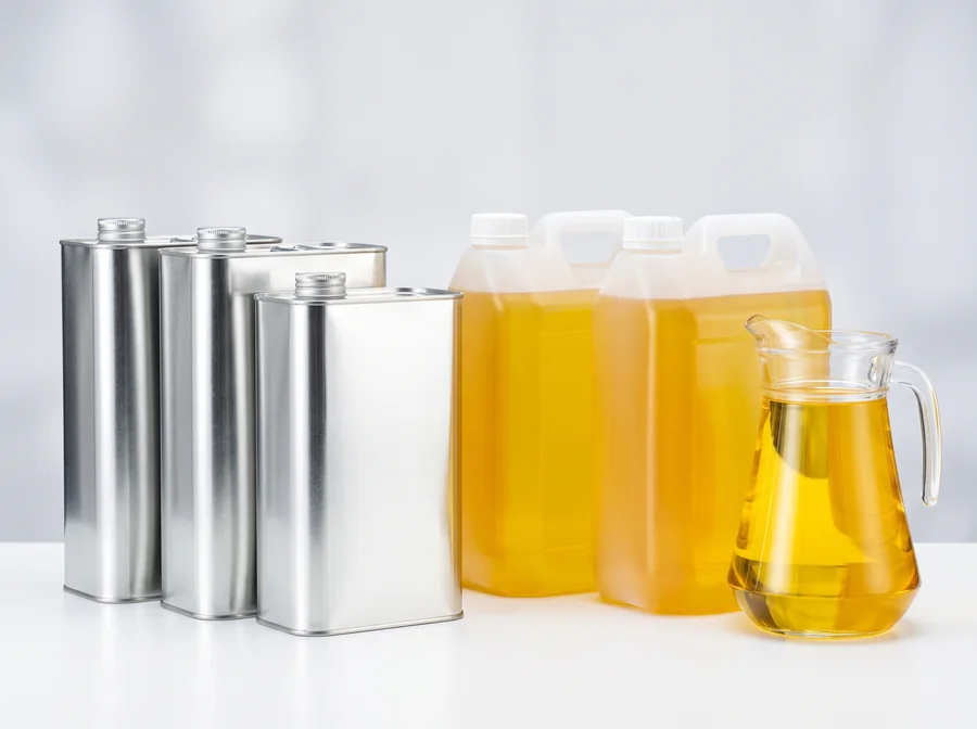 Bulk cooking oil in catering tins and jerrycans